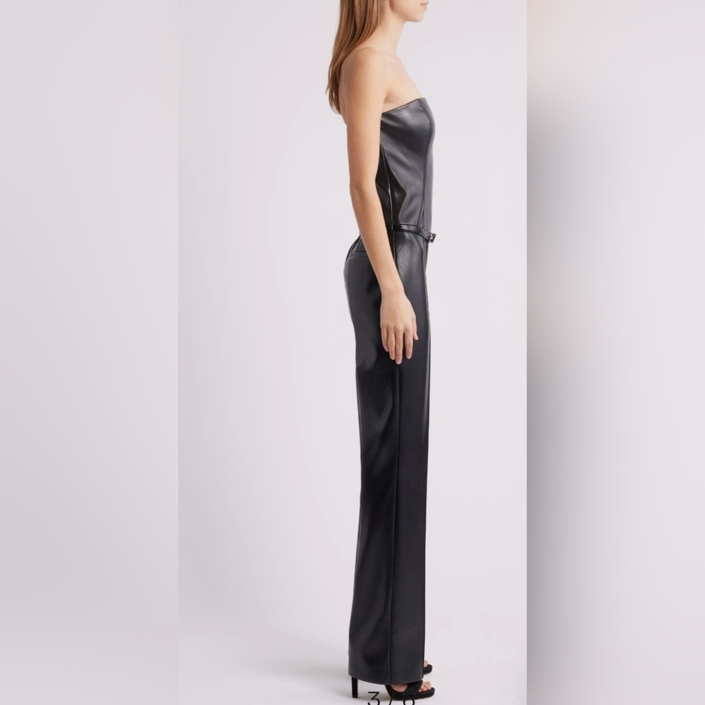 NEW Amanda Uprichard Black Uptown Amoret Faux Leather Jumpsuit | Sz XS - Picture 7 of 14